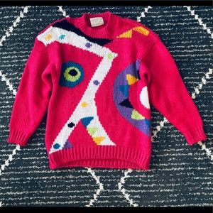 Bright vintage abstract knit sweater